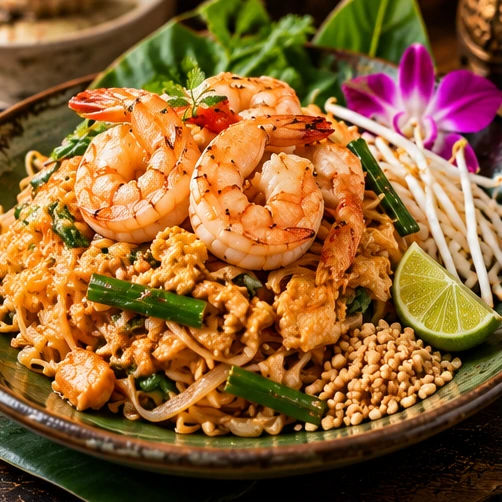 Illustrative plated Thai cuisine