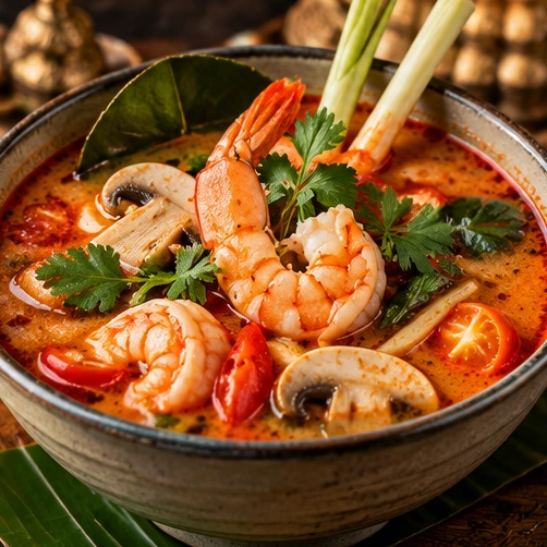 Illustrative Thai food photography — soups